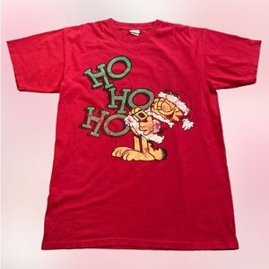 Vintage 90s flirt tag Christmas ho ho ho Santa clause Garfield shirt